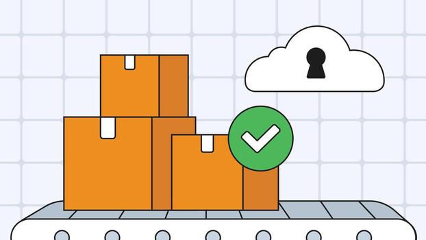 Logistics background with boxes and checkmark vector