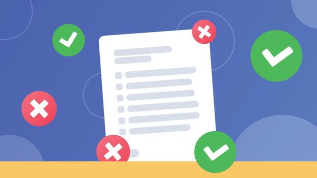 Checklist banner with check and cross icons vector