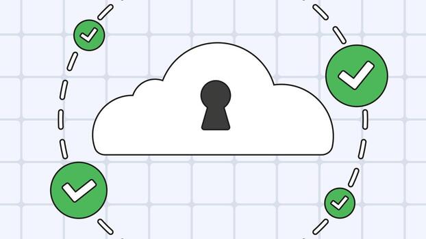 Cloud security compliance banner with checks vector