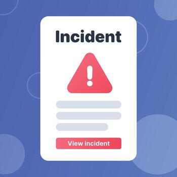 Incident alert card with warning triangle vector