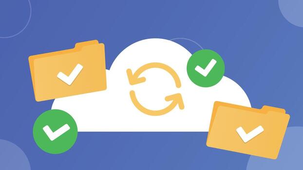 Cloud file sync banner with folders vector