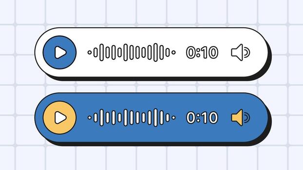 Voice message player neo brutalism ui vector