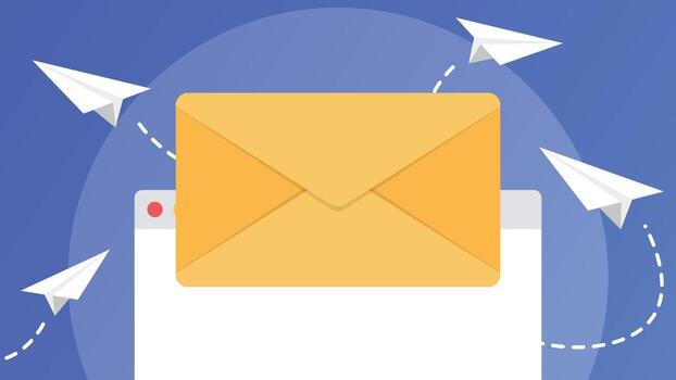 Email newsletter banner with envelope background vector