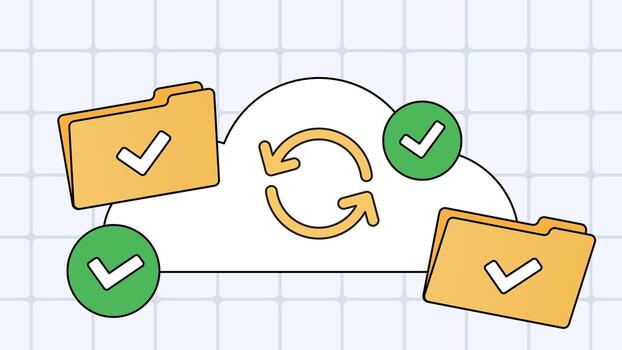 Cloud file sync with folders banner vector