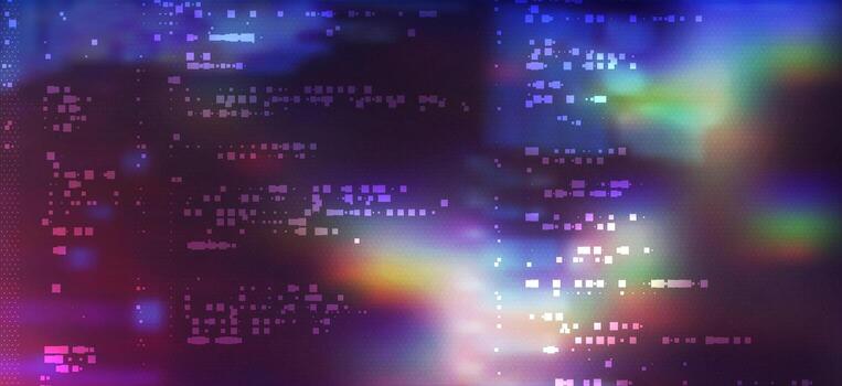 Trendy glitch pattern on dark technology background. Abstract geometric elements vector