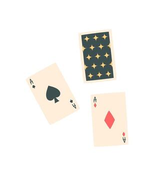 Flat style poker game cards. Isolated playing pieces from a classic boardgame. Entertainment elements for table, casino, and hobby activities, fun visuals, and leisure concepts. vector