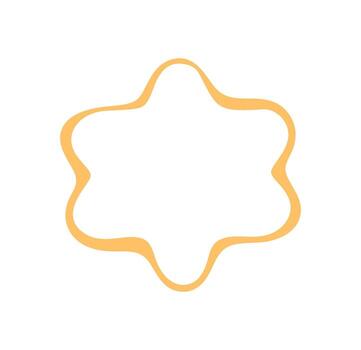 Groovy wavy outline retro abstract frame shape in soft yellow. Graphic border forms a unique y2k line and label, modern background for stylish or vintage creative use. vector