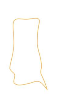 Hand drawn squiggle outline speech box and talk balloon with round edge in orange. Outlined conversation icon forms a chat box, ideal for dialogue or message elements in playful style. vector