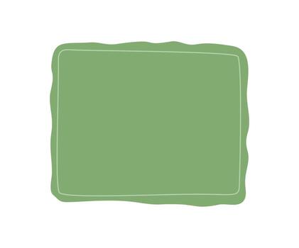 Hand drawn organic green frame with soft wavy border and delicate rectangle outline. Modern squiggle template for text and background, ideal as a creative frame element or card layout. vector