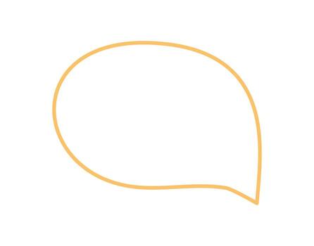 Organic orange outline speech bubble icon in hand drawn box style. Round balloon for chat and message communication. Talk symbol for abstract conversation and modern text dialogue. vector