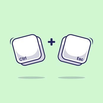 Cute computer keyboard combination shortcut or hotkeys Ctrl plus Esc icon, sign, symbol for fast typing technology innovation in the modern era vector