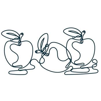 continuous line drawing of apples with a line drawing vector