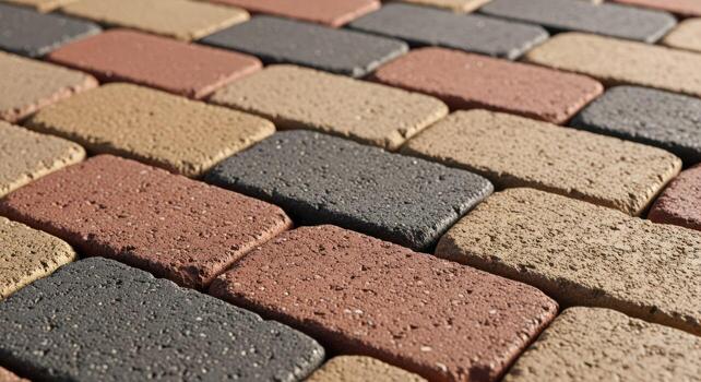 Textured Paving Stones in a Warm, Earthy Palette with Subtle Shadows. photo