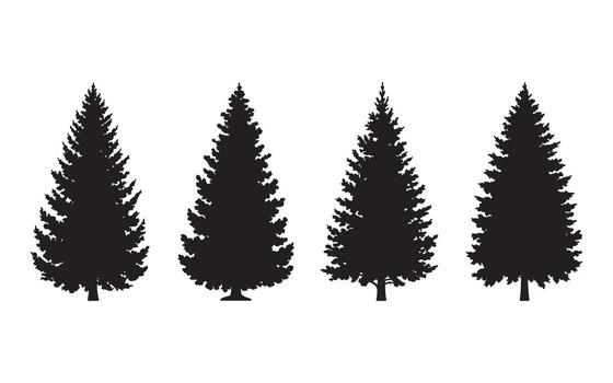 elegante conjunto de conífero arboles silueta en un limpiar blanco antecedentes ideal para diseño y naturaleza amantes vector