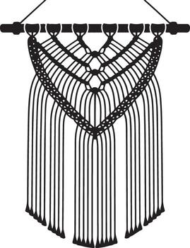 intrincado macramé pared colgando con geométrico modelo y franja vector