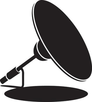 Silhouette of a vintage microphone on a stand with a shadow vector