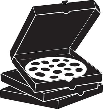 Stack of pizza boxes with a film reel inside one vector