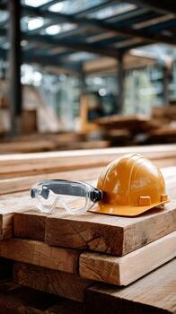 Construction Tools on Wooden Planks at a Building Site During Daylight Hours photo
