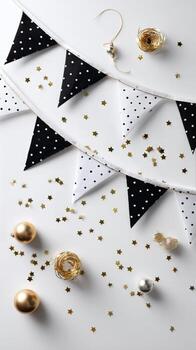 Bunting and Golden Decorations Create a Festive Atmosphere for a Celebration or Party photo