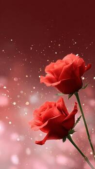Romantic Red Roses With Sparkling Background Create a Charming Atmosphere for Special Occasions photo