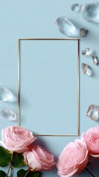 Elegant Floral Arrangement and Crystals Create an Inviting Frame for Personal Messages or Art photo