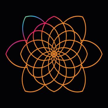 geométrico flor modelo con degradado colores en negro vector