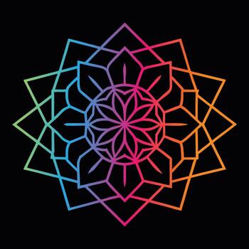 Multi-colored Geometric Mandala with Rainbow Gradient vector