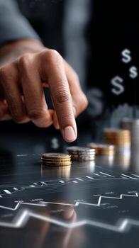 Focus on Financial Growth With Coins and Charts Representing Investment Strategies and Analysis photo