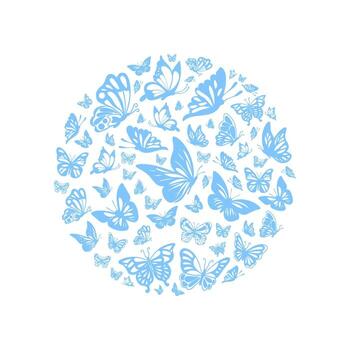 butterflies silhouette arranged in circular pattern design vector