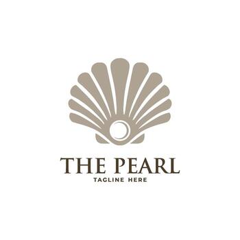 elegante perla cáscara logo con mínimo estilo modelo diseño vector