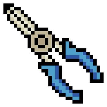 Pliers with pixel art isolated on white background vector