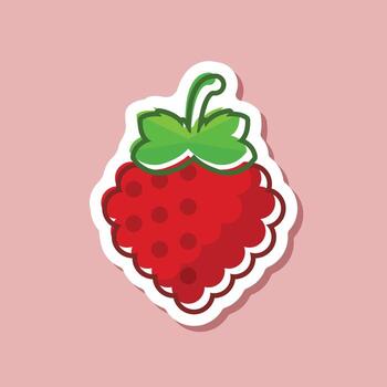 un pegatina de un frambuesa en un rosado antecedentes vector