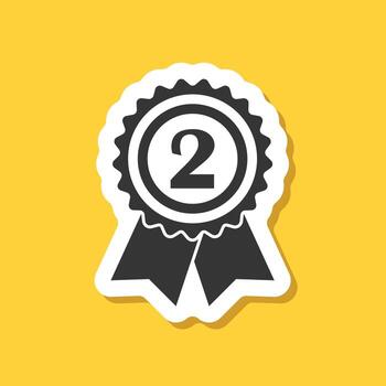 A two - digit number badge with a ribbon on a yellow background vector