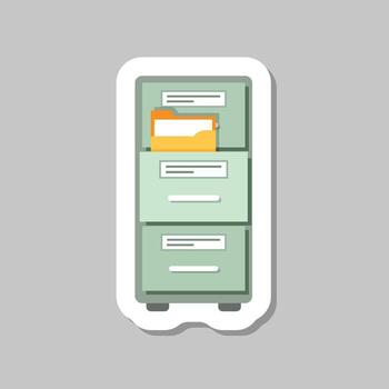 A sticker of a file cabinet with a folder inside vector
