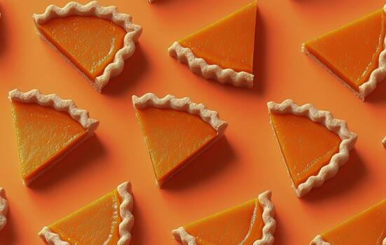 Colorful Dessert Slices Arranged Neatly on an Orange Background. photo