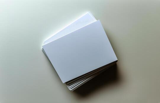 Blank Cards Stacked on a Subtle Textured Surface Ready for Creative Projects or Notes. photo