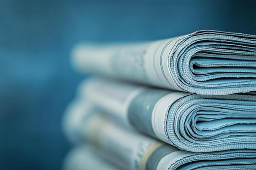 Newspapers Stacked Neatly on a Table in a Cozy Indoor Setting During Morning Hours photo