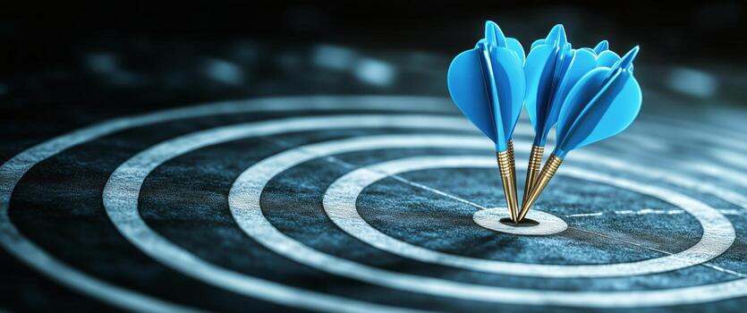 Darts Land Perfectly on Target in a Well-Lit Room During a Competitive Game photo