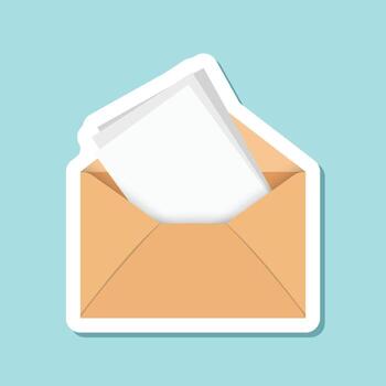 An open envelope with a paper inside vector