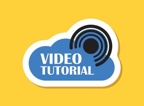 tutorial icon with a microphone and a cloud vector