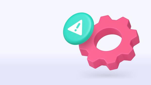 Warning settings information message alert 3d icon banner copy space illustration vector