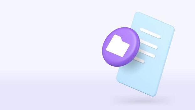 File folder document information archive storage 3d icon banner copy space illustration vector