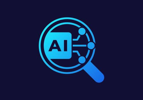 Gradient Blue Research Flat Colored Icon for Artificial Intelligence and Data Science Concept vector