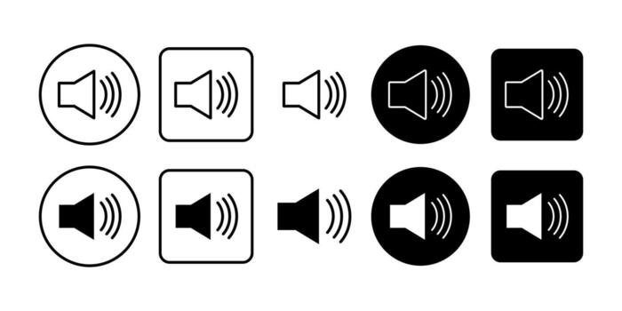 Volume Sound Black Icon Bundle for Audio Speaker and Music Symbol in Modern Minimal Design vector