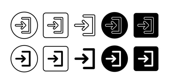 Login Black Icon Bundle for Access Entry and Account Symbol in Minimal Monochrome Design vector