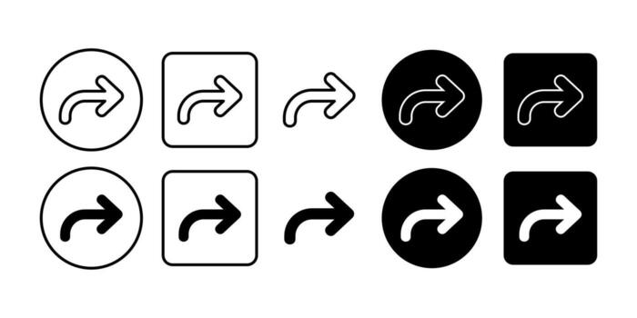 Forward Arrow Black Icon Bundle for Minimal Direction and Progress Navigation Design vector