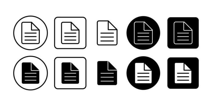 File Document Black Icon Bundle for Paper Report and Data Symbol in Modern Minimal Design vector