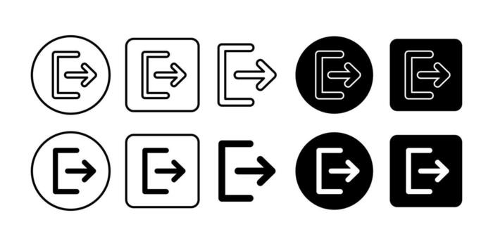 Logout Black Icon Bundle for Exit Leave and Account Symbol in Modern Minimal Design vector