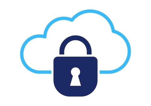 Blue Artificial Intelligence in Cloud Security Flat Colored Icons vector