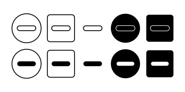 Remove Minus Black Icon Bundle for Delete Subtract and Negative Symbol in Minimal Monochrome Design vector